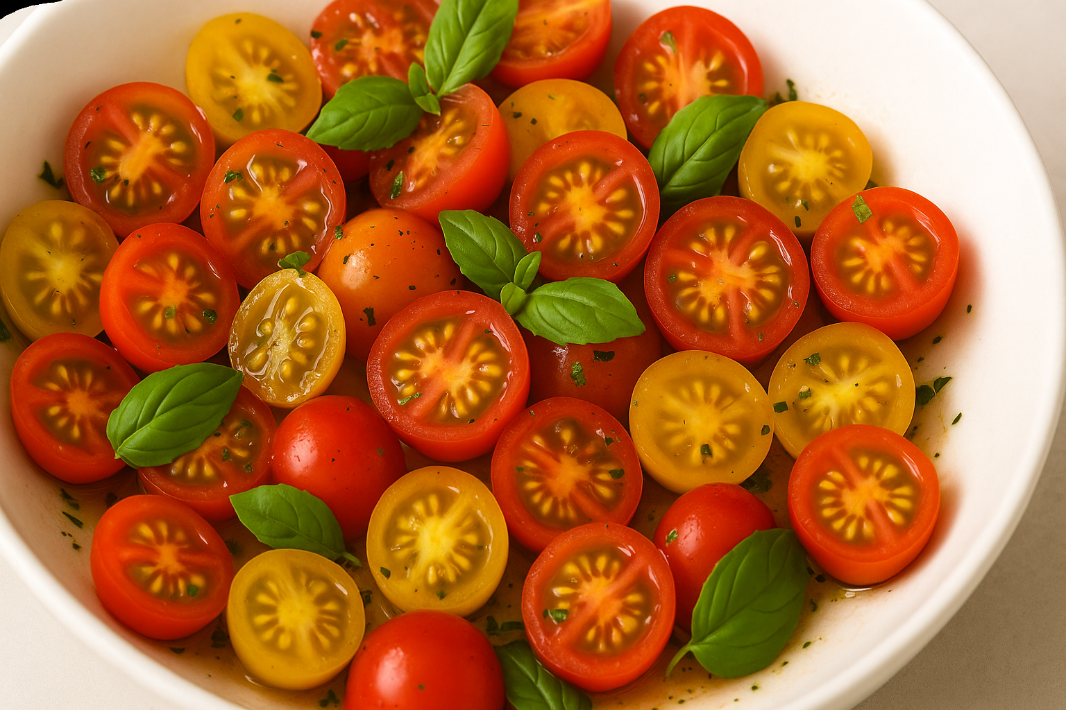 Tomato Basil Salad Close-Up