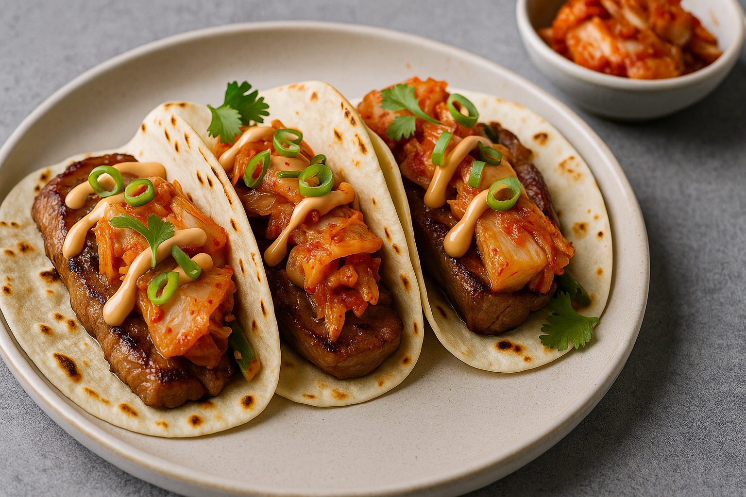 Korean Fusion Tacos with Kimchi