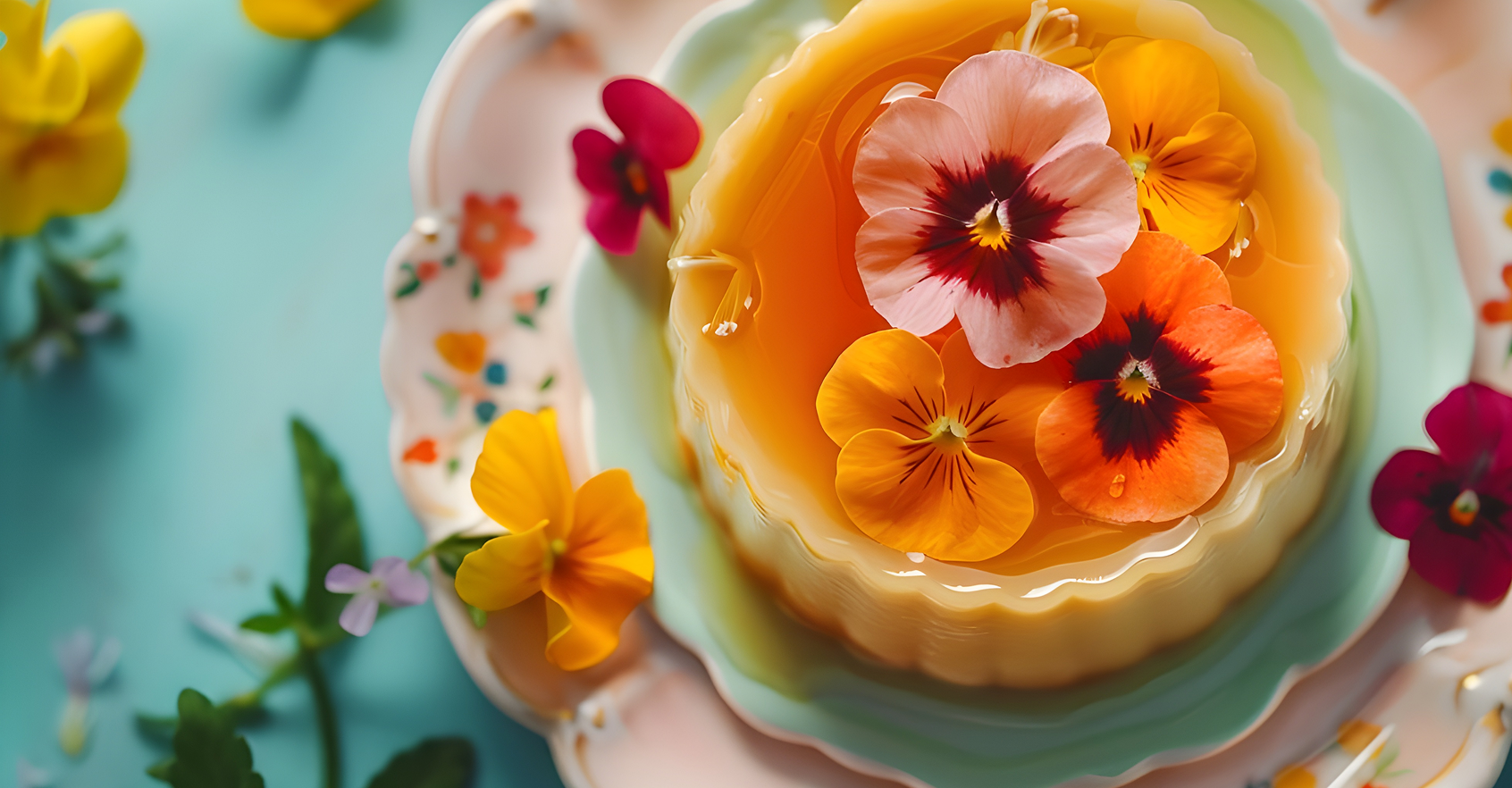 flan-garnished-with-edible-flowers 1