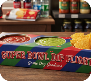 Super Bowl dip flight, salsa and guacamole