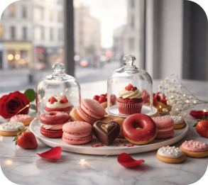 Valentine’s Day mini treats, cake pops and mini donuts