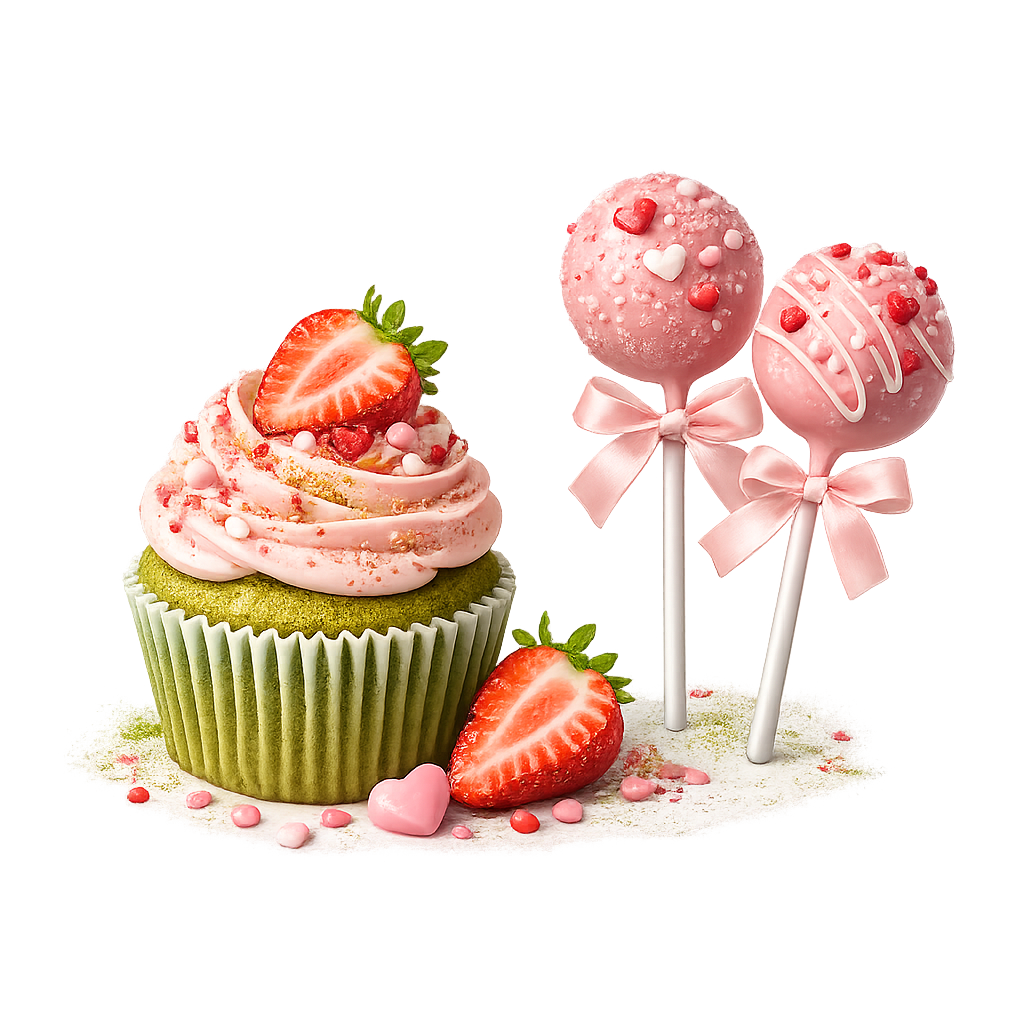 Valentine’s treats with strawberry and matcha
