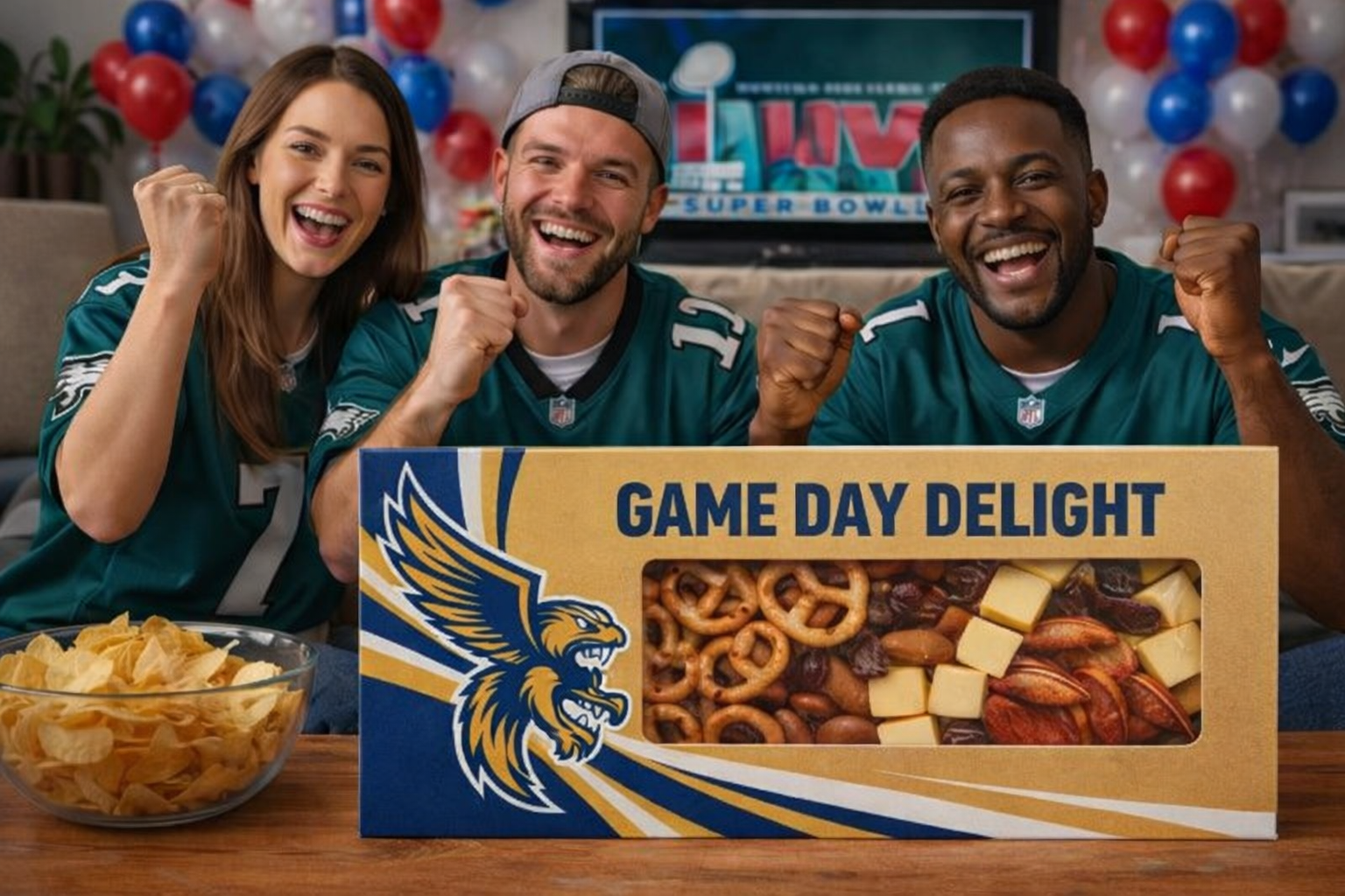 Super Bowl menu ideas featured image, game day snack board